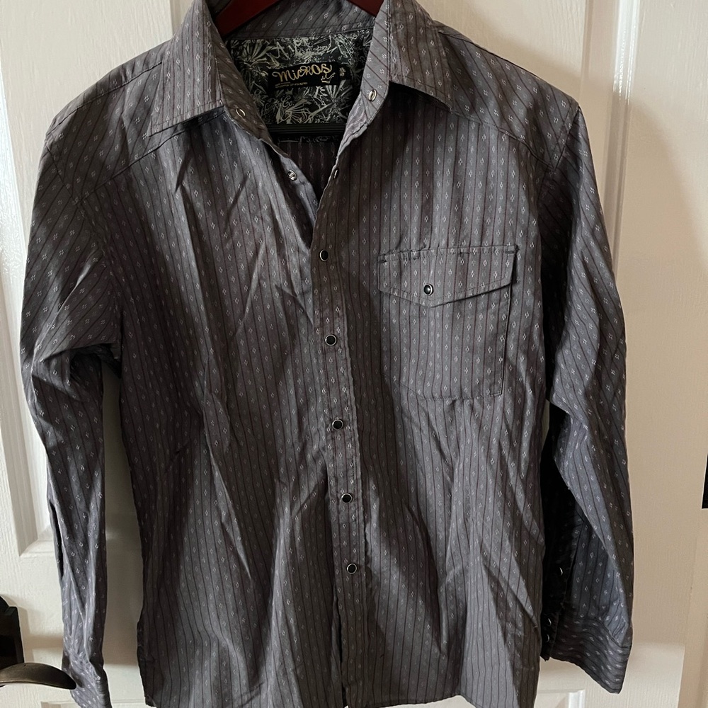 Boys snap shirt long sleeved micros brand XL 18 purple